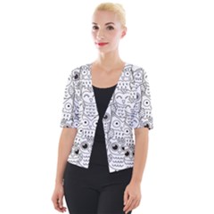 Circle Shape Pattern With Cute Owls Coloring Book Cropped Button Cardigan by Nexatart