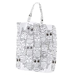 Circle Shape Pattern With Cute Owls Coloring Book Giant Grocery Tote by Nexatart