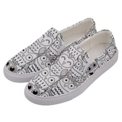 Circle Shape Pattern With Cute Owls Coloring Book Men s Canvas Slip Ons by Nexatart