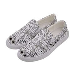 Circle Shape Pattern With Cute Owls Coloring Book Women s Canvas Slip Ons by Nexatart