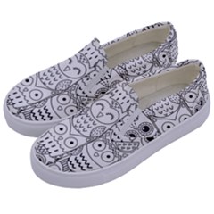 Circle Shape Pattern With Cute Owls Coloring Book Kids  Canvas Slip Ons by Nexatart