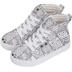 Circle Shape Pattern With Cute Owls Coloring Book Kids  Hi-top Skate Sneakers by Nexatart