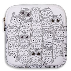 Circle Shape Pattern With Cute Owls Coloring Book Mini Square Pouch by Nexatart