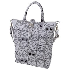 Circle Shape Pattern With Cute Owls Coloring Book Buckle Top Tote Bag by Nexatart