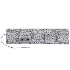 Circle Shape Pattern With Cute Owls Coloring Book Roll Up Canvas Pencil Holder (l) by Nexatart