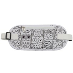 Circle Shape Pattern With Cute Owls Coloring Book Rounded Waist Pouch