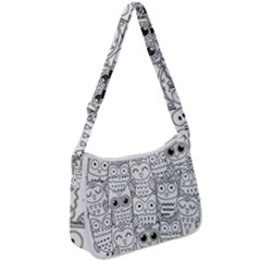 Circle Shape Pattern With Cute Owls Coloring Book Zip Up Shoulder Bag