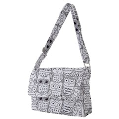 Circle Shape Pattern With Cute Owls Coloring Book Full Print Messenger Bag (m)