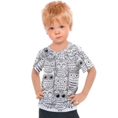 Circle Shape Pattern With Cute Owls Coloring Book Kids  Sports Tee