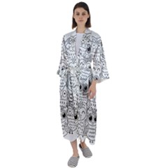 Circle Shape Pattern With Cute Owls Coloring Book Maxi Satin Kimono