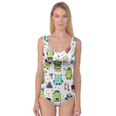 Seamless Pattern With Funny Monsters Cartoon Hand Drawn Characters Colorful Unusual Creatures Princess Tank Leotard  by Nexatart