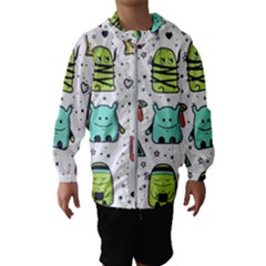 Seamless Pattern With Funny Monsters Cartoon Hand Drawn Characters Colorful Unusual Creatures Kids  Hooded Windbreaker by Nexatart