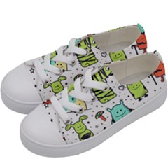 Seamless Pattern With Funny Monsters Cartoon Hand Drawn Characters Colorful Unusual Creatures Kids  Low Top Canvas Sneakers by Nexatart