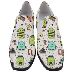 Seamless Pattern With Funny Monsters Cartoon Hand Drawn Characters Colorful Unusual Creatures Women Slip On Heel Loafers by Nexatart