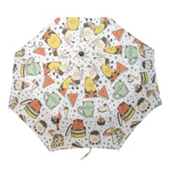 Funny Seamless Pattern With Cartoon Monsters Personage Colorful Hand Drawn Characters Unusual Creatu Folding Umbrellas by Nexatart