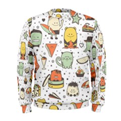 Funny Seamless Pattern With Cartoon Monsters Personage Colorful Hand Drawn Characters Unusual Creatu Men s Sweatshirt by Nexatart