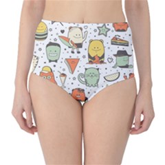 Funny Seamless Pattern With Cartoon Monsters Personage Colorful Hand Drawn Characters Unusual Creatu Classic High-waist Bikini Bottoms by Nexatart