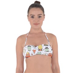 Funny Seamless Pattern With Cartoon Monsters Personage Colorful Hand Drawn Characters Unusual Creatu Halter Bandeau Bikini Top by Nexatart