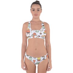 Funny Seamless Pattern With Cartoon Monsters Personage Colorful Hand Drawn Characters Unusual Creatu Cross Back Hipster Bikini Set by Nexatart