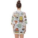 Funny Seamless Pattern With Cartoon Monsters Personage Colorful Hand Drawn Characters Unusual Creatu Half Sleeve Chiffon Kimono View2