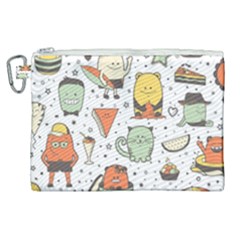 Funny Seamless Pattern With Cartoon Monsters Personage Colorful Hand Drawn Characters Unusual Creatu Canvas Cosmetic Bag (xl)