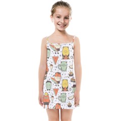 Funny Seamless Pattern With Cartoon Monsters Personage Colorful Hand Drawn Characters Unusual Creatu Kids  Summer Sun Dress by Nexatart