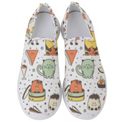 Funny Seamless Pattern With Cartoon Monsters Personage Colorful Hand Drawn Characters Unusual Creatu Men s Slip On Sneakers