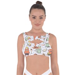 Funny Seamless Pattern With Cartoon Monsters Personage Colorful Hand Drawn Characters Unusual Creatu Bandaged Up Bikini Top by Nexatart