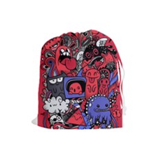 Abstract Grunge Urban Pattern With Monster Character Super Drawing Graffiti Style Vector Illustratio Drawstring Pouch (large)