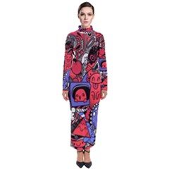 Abstract Grunge Urban Pattern With Monster Character Super Drawing Graffiti Style Vector Illustratio Turtleneck Maxi Dress by Nexatart