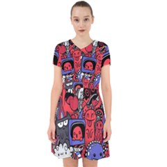 Abstract Grunge Urban Pattern With Monster Character Super Drawing Graffiti Style Vector Illustratio Adorable In Chiffon Dress by Nexatart