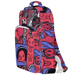 Abstract Grunge Urban Pattern With Monster Character Super Drawing Graffiti Style Vector Illustratio Double Compartment Backpack by Nexatart