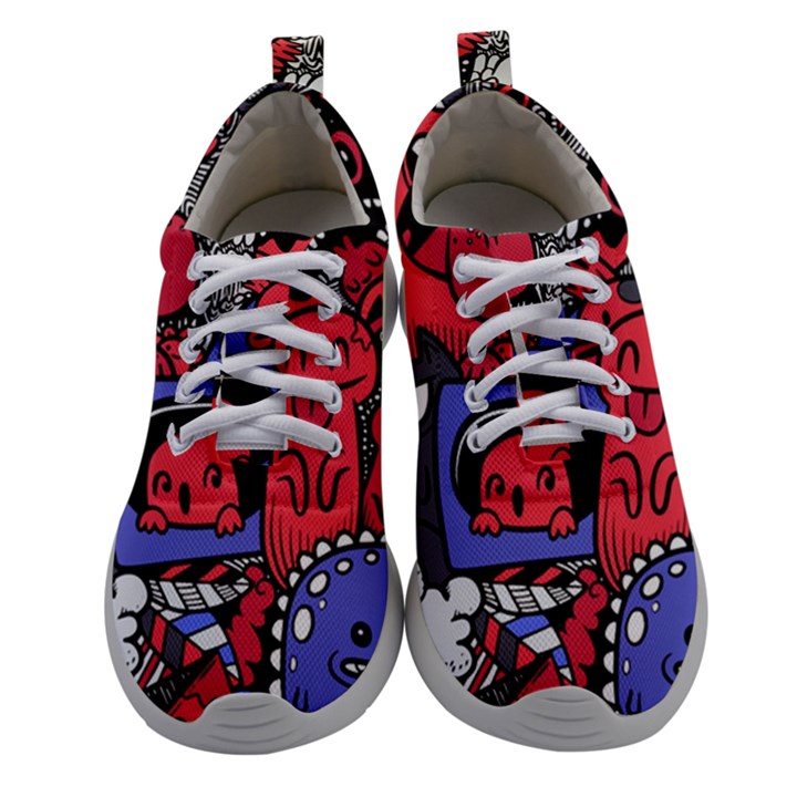 Abstract Grunge Urban Pattern With Monster Character Super Drawing Graffiti Style Vector Illustratio Women Athletic Shoes