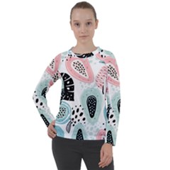 Seamless Pattern With Fruits Women s Long Sleeve Raglan Tee