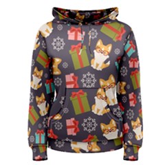 Welsh Corgi Dog With Gift Boxes Seamless Pattern Wallpaper Women s Pullover Hoodie by Nexatart