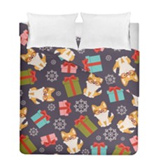 Welsh Corgi Dog With Gift Boxes Seamless Pattern Wallpaper Duvet Cover Double Side (Full/ Double Size)