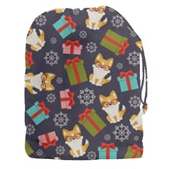 Welsh Corgi Dog With Gift Boxes Seamless Pattern Wallpaper Drawstring Pouch (3XL)