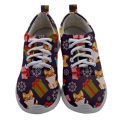 Welsh Corgi Dog With Gift Boxes Seamless Pattern Wallpaper Women Athletic Shoes by Nexatart