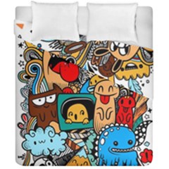 Abstract Grunge Urban Pattern With Monster Character Super Drawing Graffiti Style Duvet Cover Double Side (california King Size)