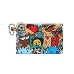 Abstract Grunge Urban Pattern With Monster Character Super Drawing Graffiti Style Canvas Cosmetic Bag (small) by Nexatart