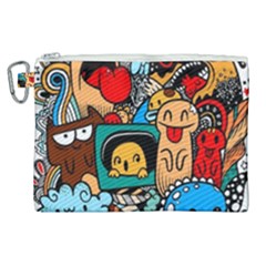 Abstract Grunge Urban Pattern With Monster Character Super Drawing Graffiti Style Canvas Cosmetic Bag (xl) by Nexatart