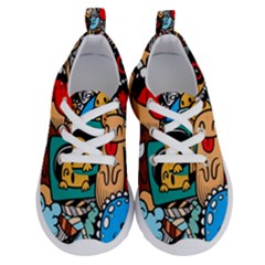 Abstract Grunge Urban Pattern With Monster Character Super Drawing Graffiti Style Running Shoes by Nexatart