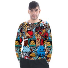 Abstract Grunge Urban Pattern With Monster Character Super Drawing Graffiti Style Men s Long Sleeve Raglan Tee