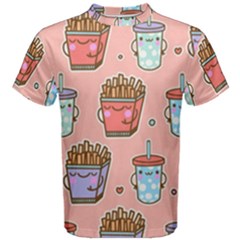 Cute Kawaii Food Seamless Pattern Men s Cotton Tee