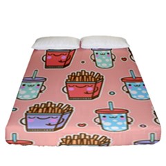 Cute Kawaii Food Seamless Pattern Fitted Sheet (California King Size)