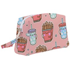 Cute Kawaii Food Seamless Pattern Wristlet Pouch Bag (Large)