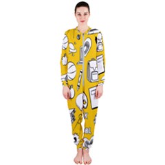 Pattern With Basketball Apple Paint Back School Illustration Onepiece Jumpsuit (ladies)  by Nexatart