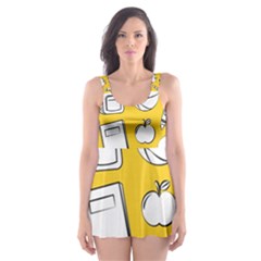 Pattern With Basketball Apple Paint Back School Illustration Skater Dress Swimsuit by Nexatart