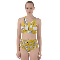 Pattern With Basketball Apple Paint Back School Illustration Racer Back Bikini Set by Nexatart