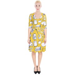 Pattern With Basketball Apple Paint Back School Illustration Wrap Up Cocktail Dress by Nexatart